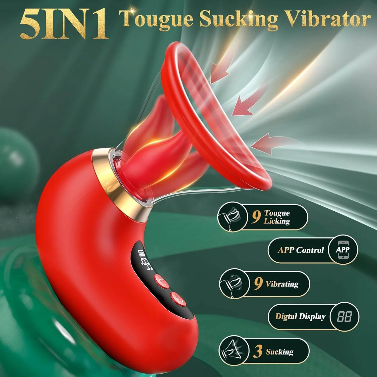 5IN1 Sucking Vibrator Rose Sex Toy, 3 Sucking - Image 8