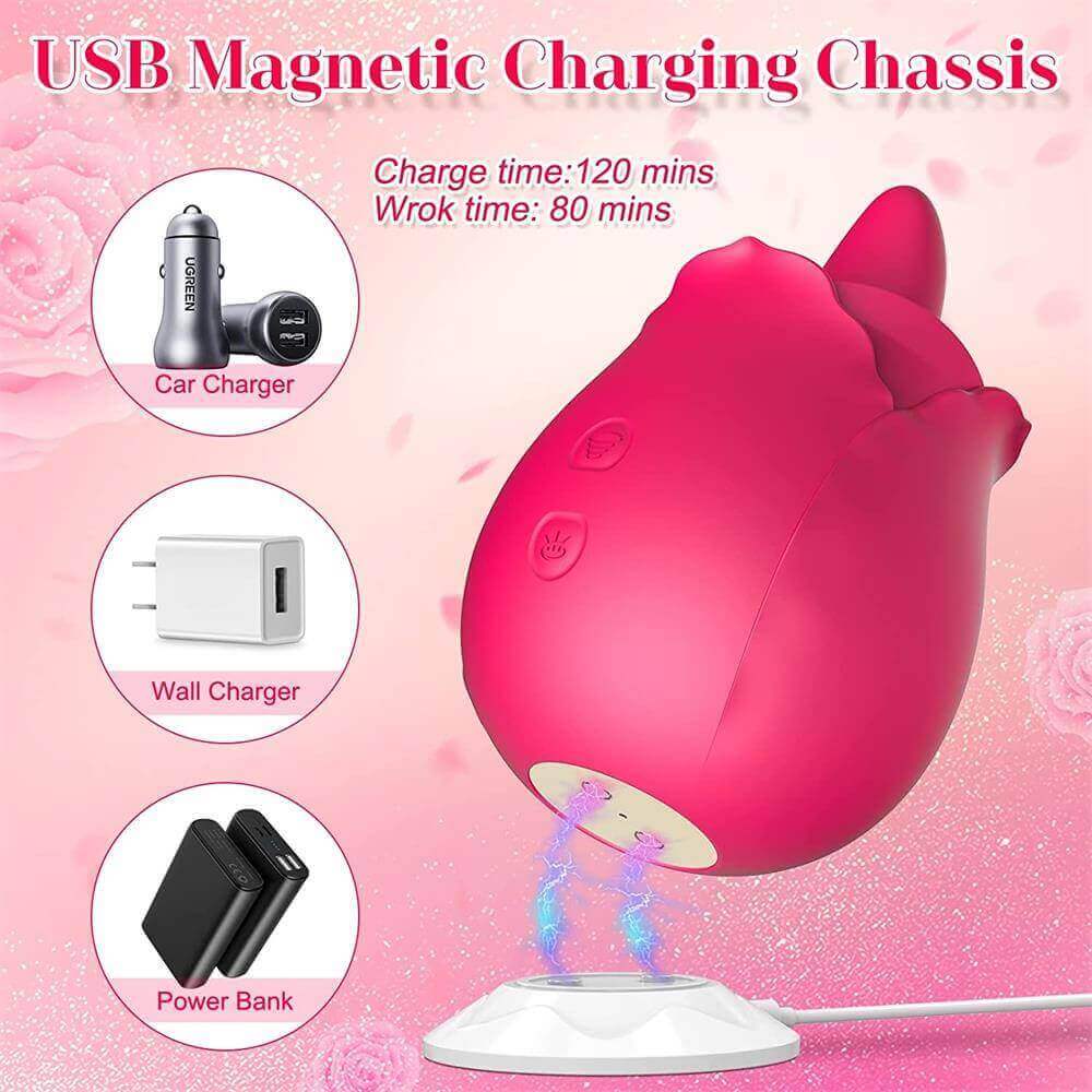 Rose Dual Action Vibrator: Licking & Suction Combined - Image 9
