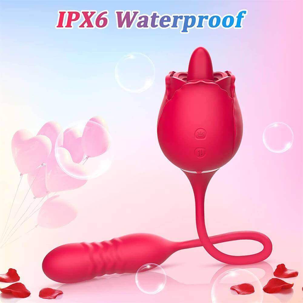 Rose Tongue Licking Thrusting G Spot Dildo Vibrator - Image 5