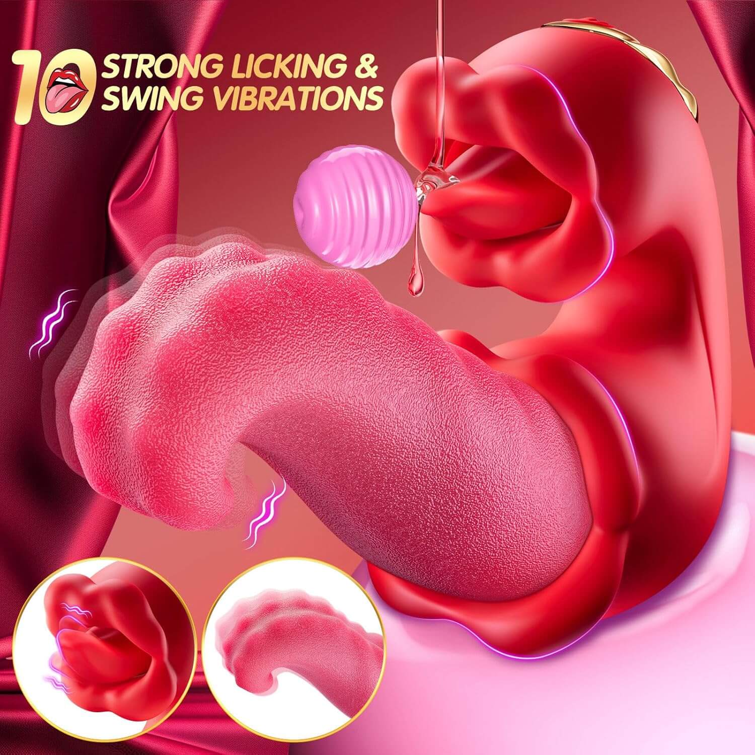 Rose Toy Sex Toys Tongue Vibrator for Women – 10 Licking Clitoral - Image 7